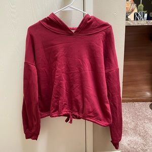 No Comment NY-LA Comfy Burgundy Hoodie with Drawstring